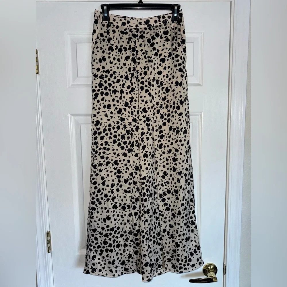 BEACH BUNNY SET Leopard Print Ramsey Slit Leg Wide Pant + Eastyn Tie Tank Top SM - Picture 7 of 16